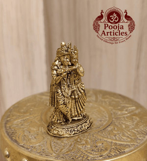 Premium Brass Radha Krishna Statue 1.7 Inch Pooja Articles