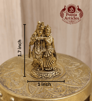 Premium Brass Radha Krishna Statue 1.7 Inch Pooja Articles
