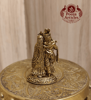 Premium Brass Radha Krishna Statue 1.7 Inch Pooja Articles