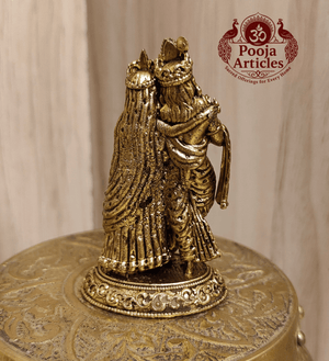 Premium Brass Radha Krishna Statue 2.5 Inch Pooja Articles