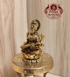 Premium Brass Saraswati Statue 3 Inch poojaarticles
