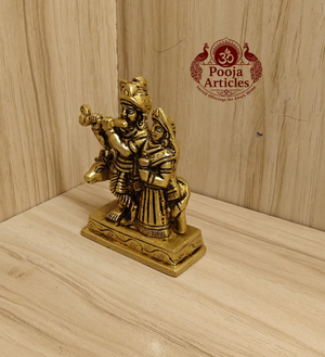 Brass Radha Krishna with Cow Idol 3.2 Inch
