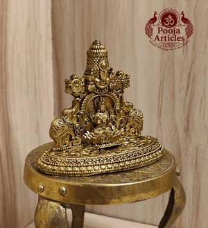 Premium Brass Tirupati Balaji with Gajalakshmi Statue 2.5 Inch Pooja Articles