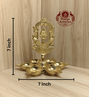 Brass Tiruvachi Vel Arumuga Vilakku 7 Inch