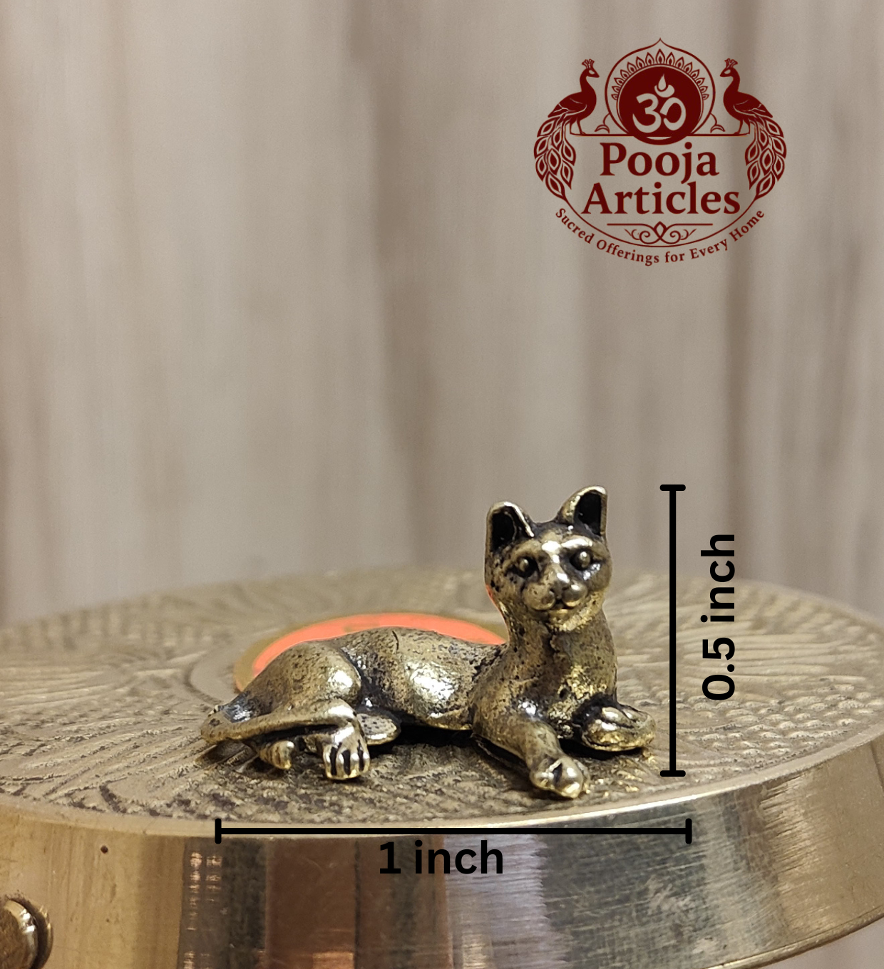 Miniature Brass Cat Figurine 0.5 Inch