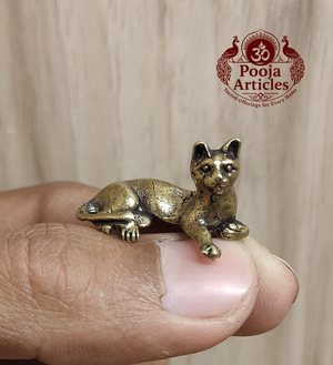 Miniature Brass Cat Figurine 0.5 Inch