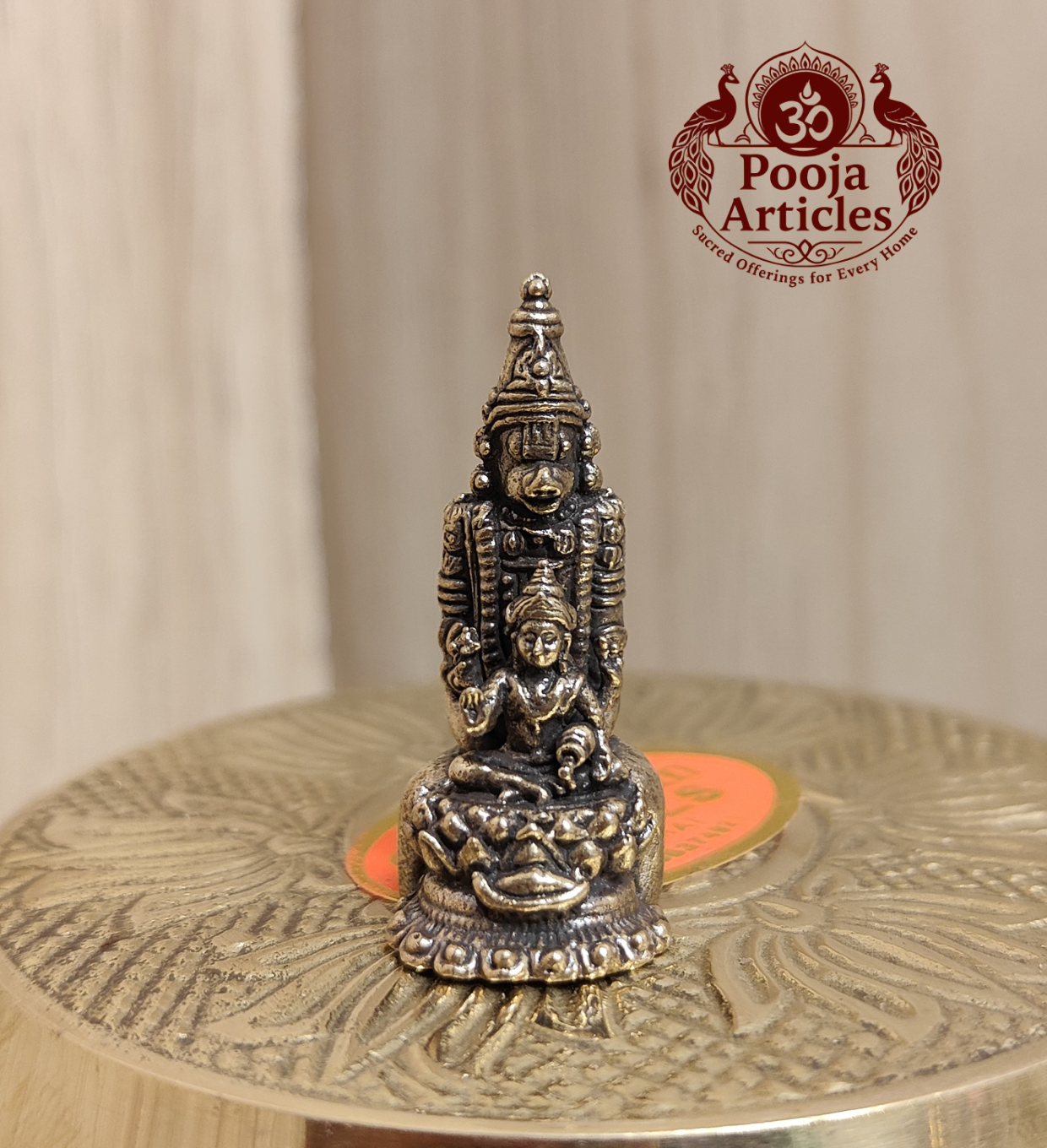 Miniature Brass Hanuman with Lakshmi Statue 1.2 Inch