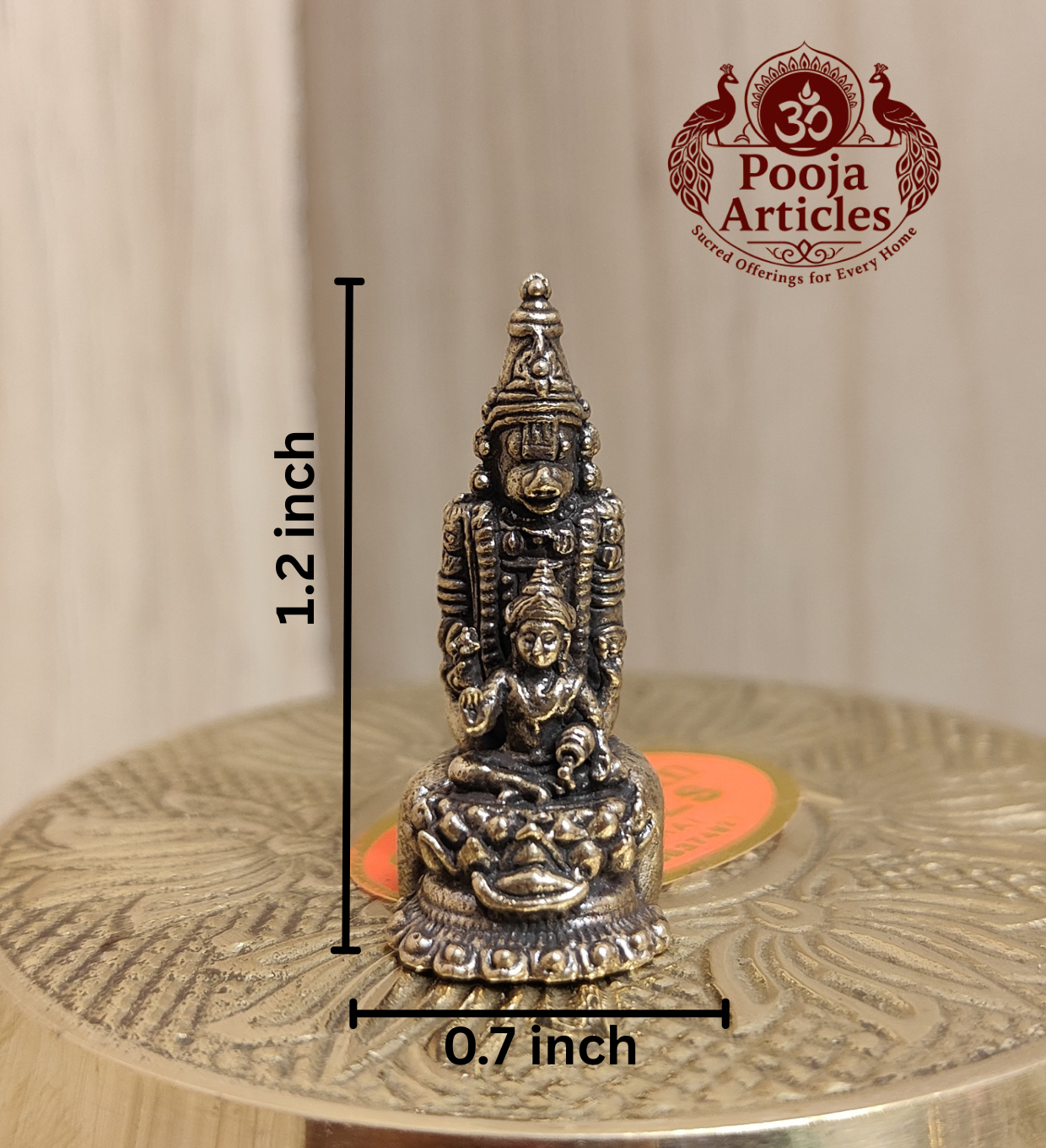 Miniature Brass Hanuman with Lakshmi Statue 1.2 Inch