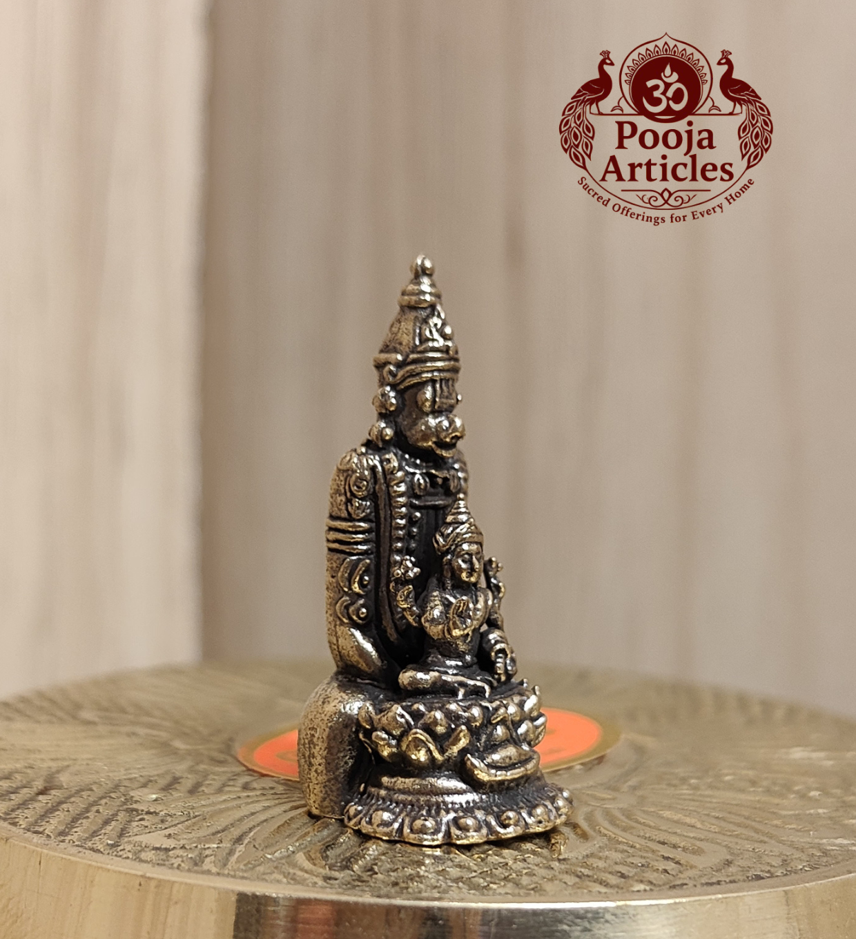 Miniature Brass Hanuman with Lakshmi Statue 1.2 Inch Pooja Articles