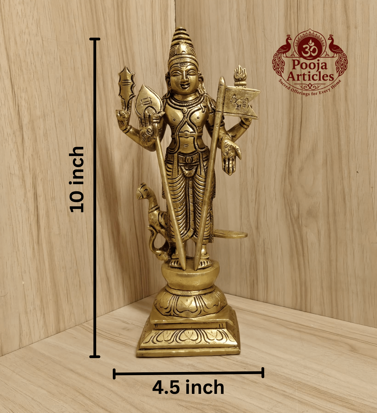 Brass Murugan Idol 10 Inch