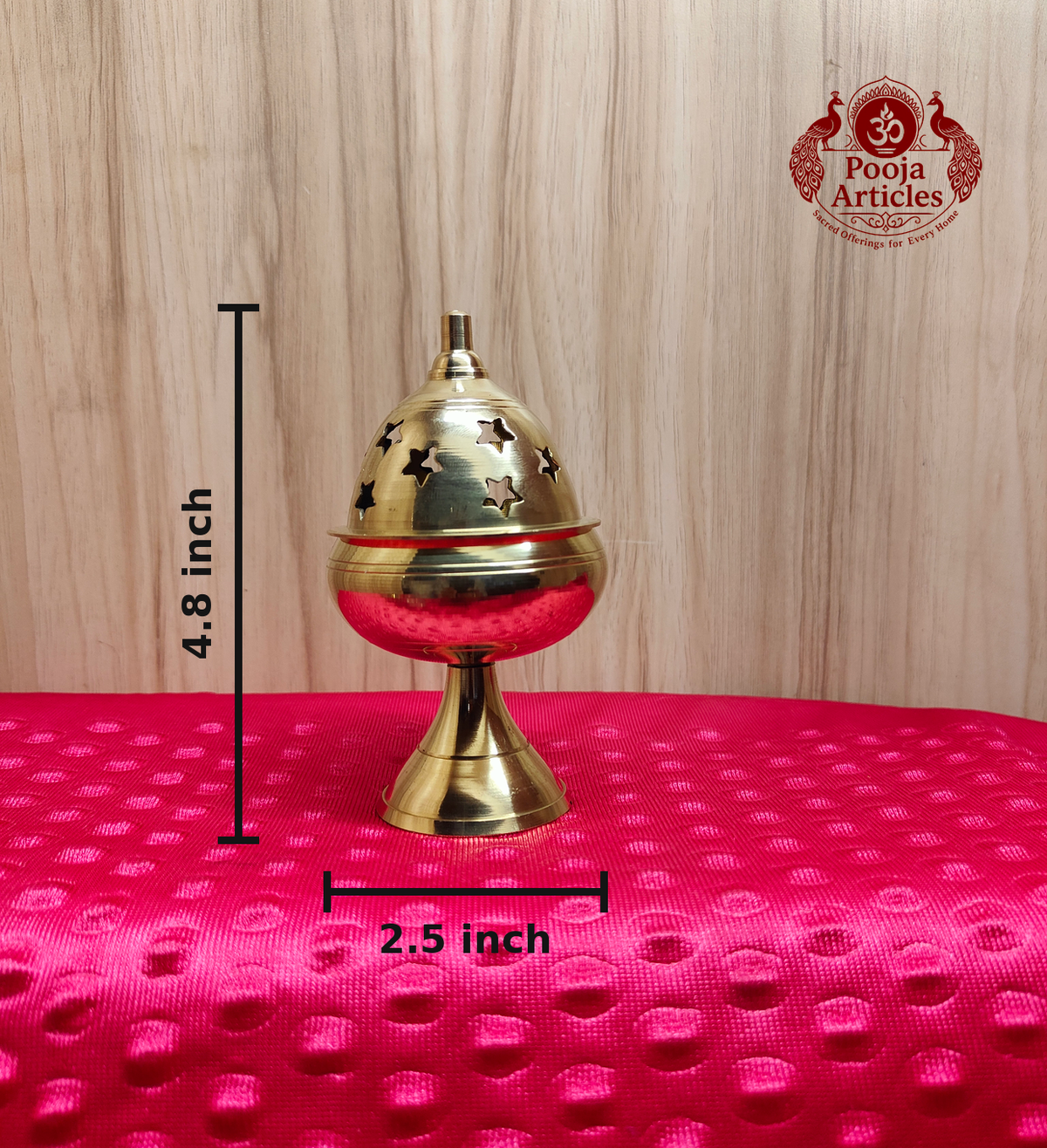  Brass Apple Deepam With Stand 4.8 Inch