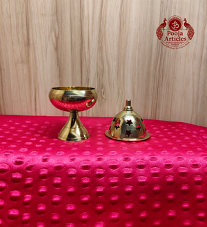  Brass Apple Deepam With Stand 4.8 Inch