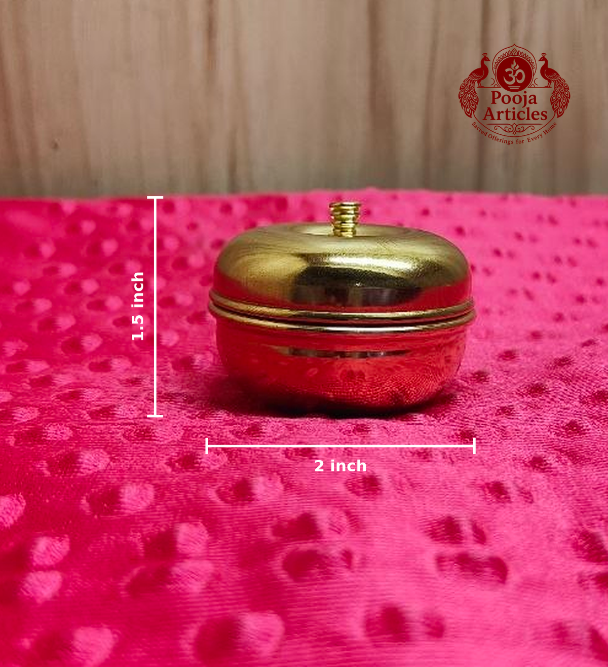 Brass Apple Kumkum Box 1.5 Inch 