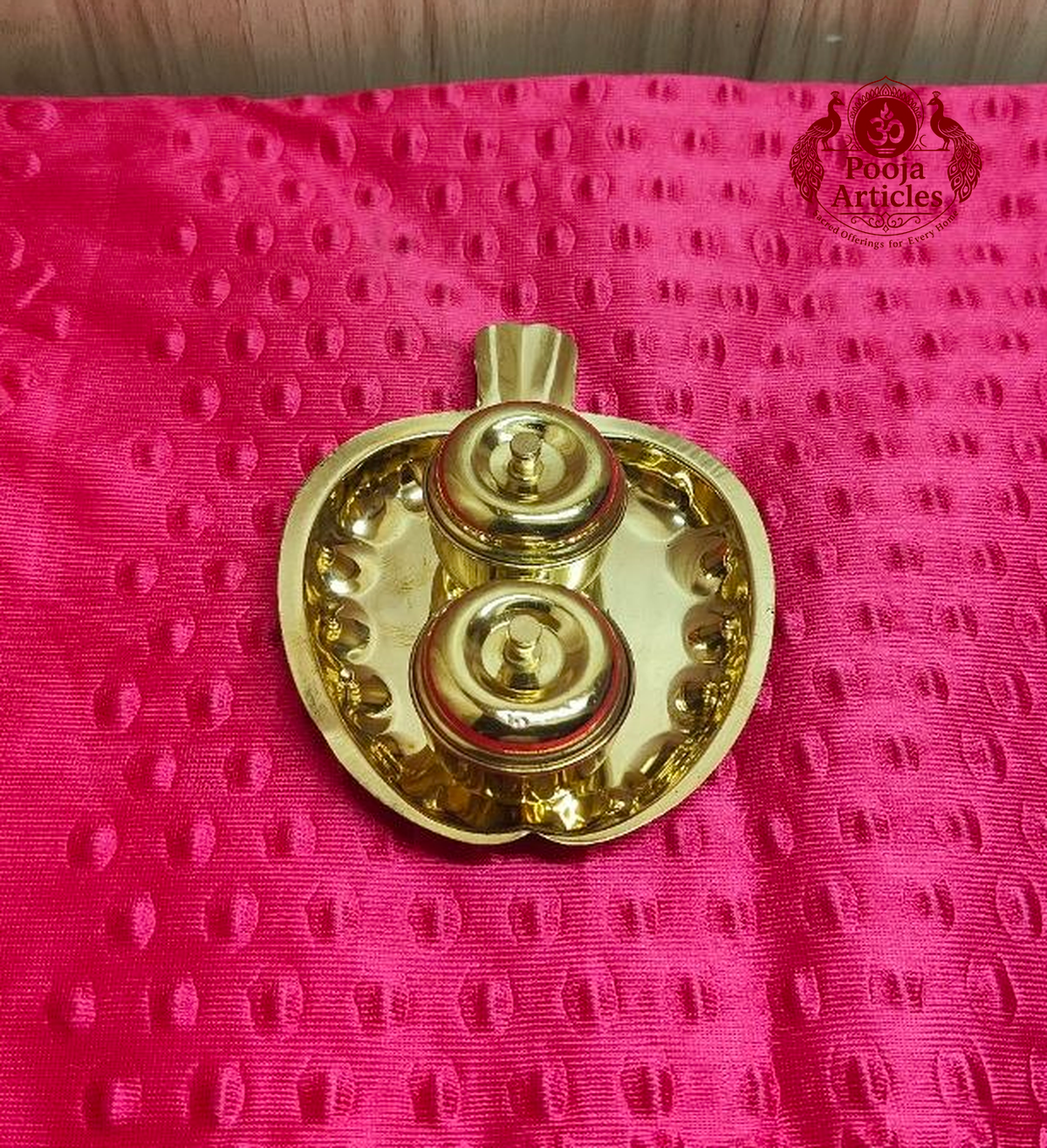 Brass Apple Shaped Haldi Kumkum Box 1.3 inch