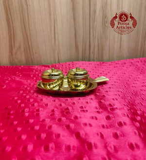 Brass Apple Shaped Haldi Kumkum Box 1.3 Inch 