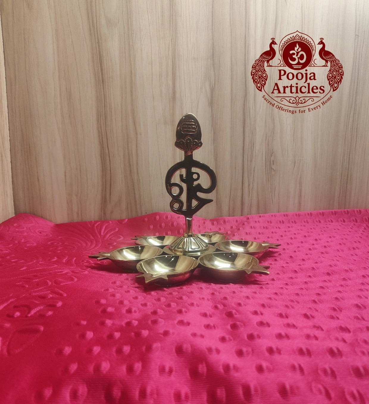 Brass Arumuga Om Vel Vilakku 6.7 Inch