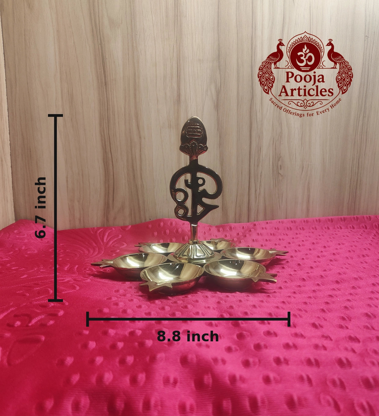 Brass Arumuga Om Vel Vilakku 6.7 Inch