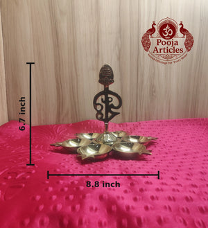 Brass Arumuga Om Vel Vilakku 6.7 Inch