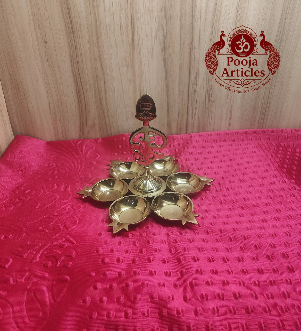Brass Arumuga Om Vel Vilakku 6.7 Inch 