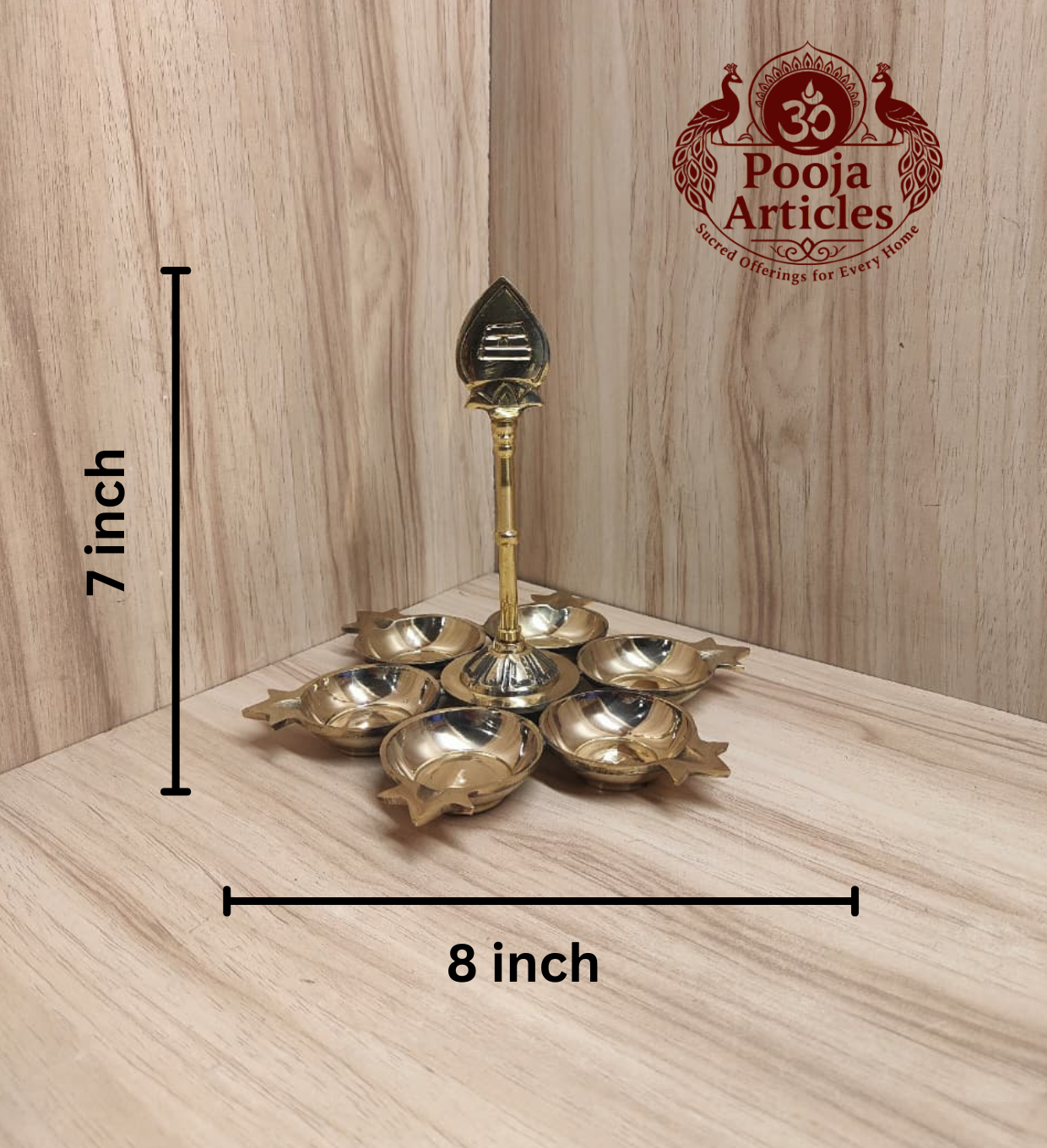 Brass Arumuga Vilakku with Vel 7 Inch