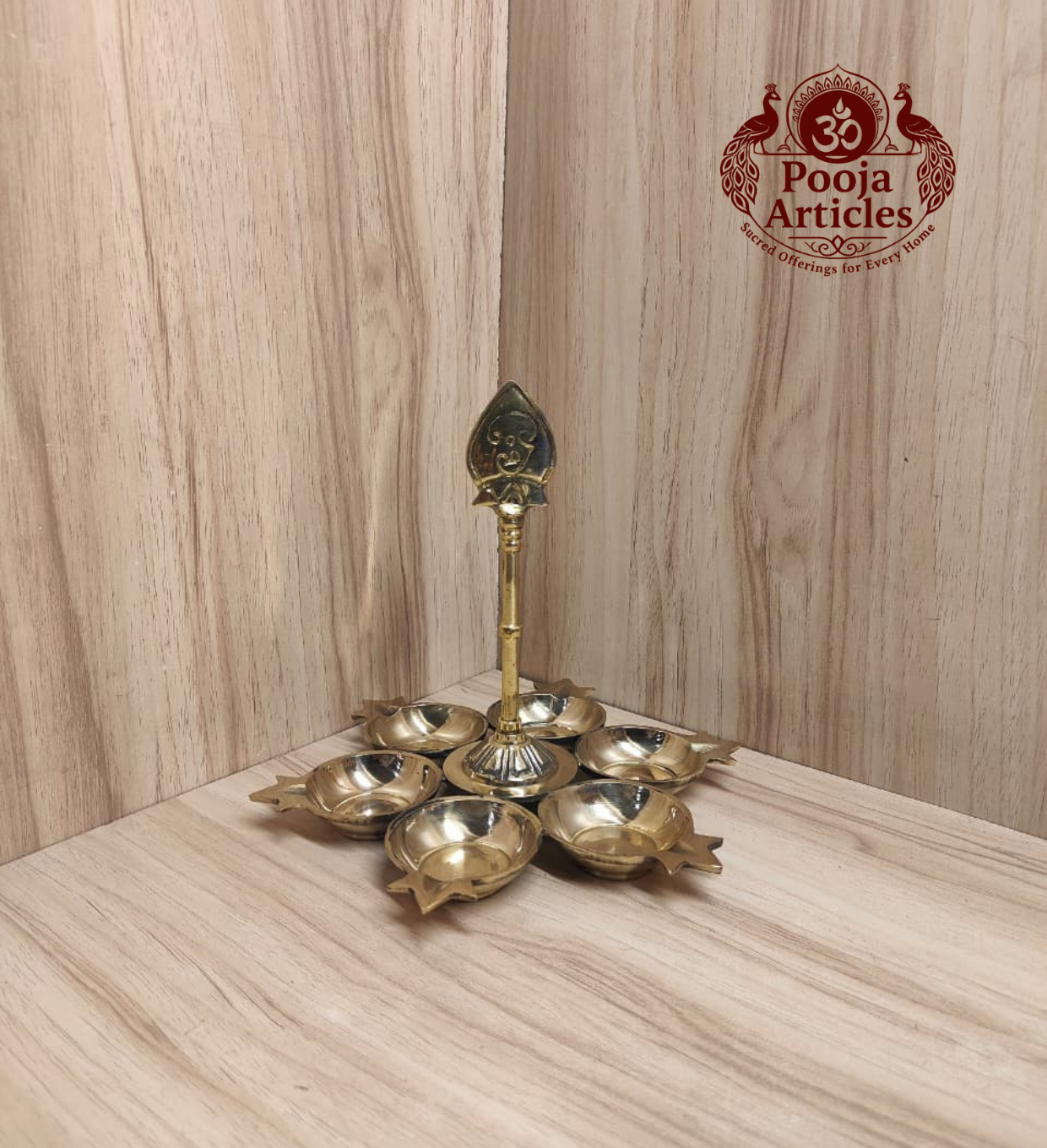 Brass Arumuga Vilakku with Vel 7 Inch