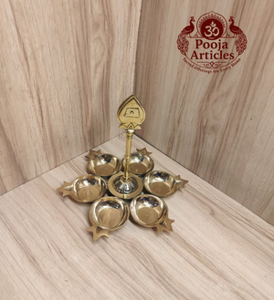 Brass Arumuga Vilakku with Vel 7 Inch