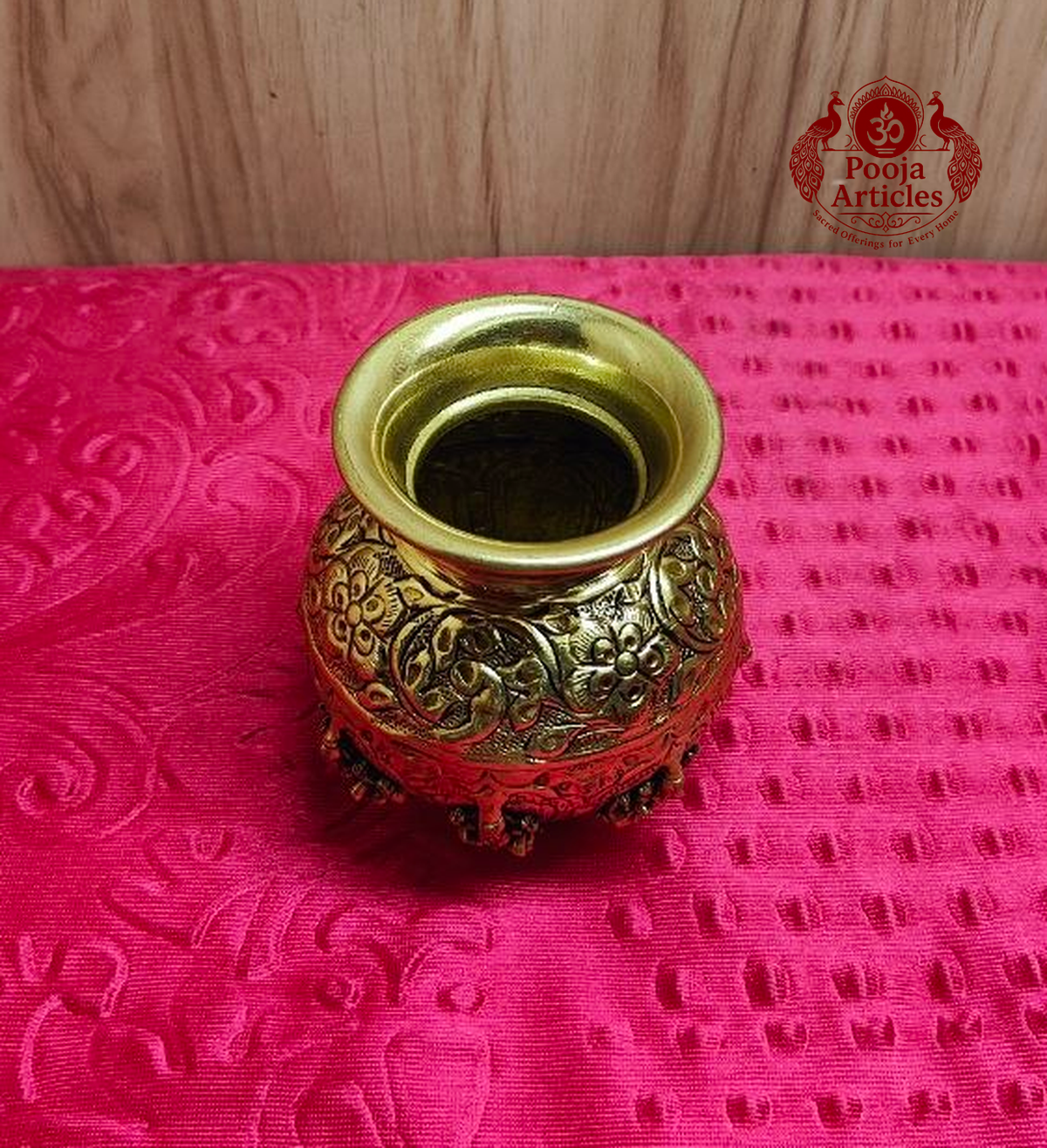 Brass Ashtalakshmi Kalash 4.2 Inch - front view