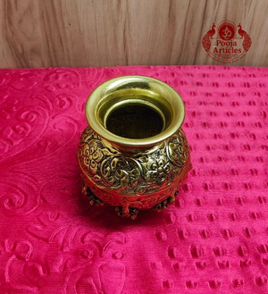 Brass Ashtalakshmi Kalash 4.2 Inch - front view