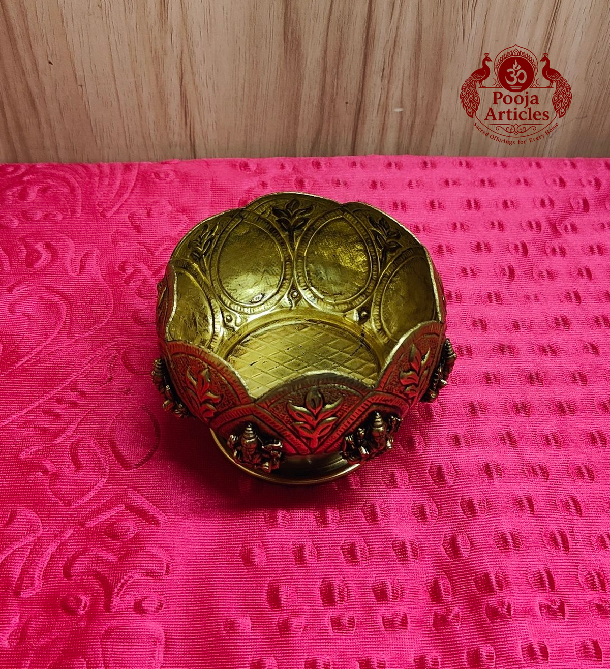 Brass Ashtalakshmi Lotus Bowl 3 Inch - front view