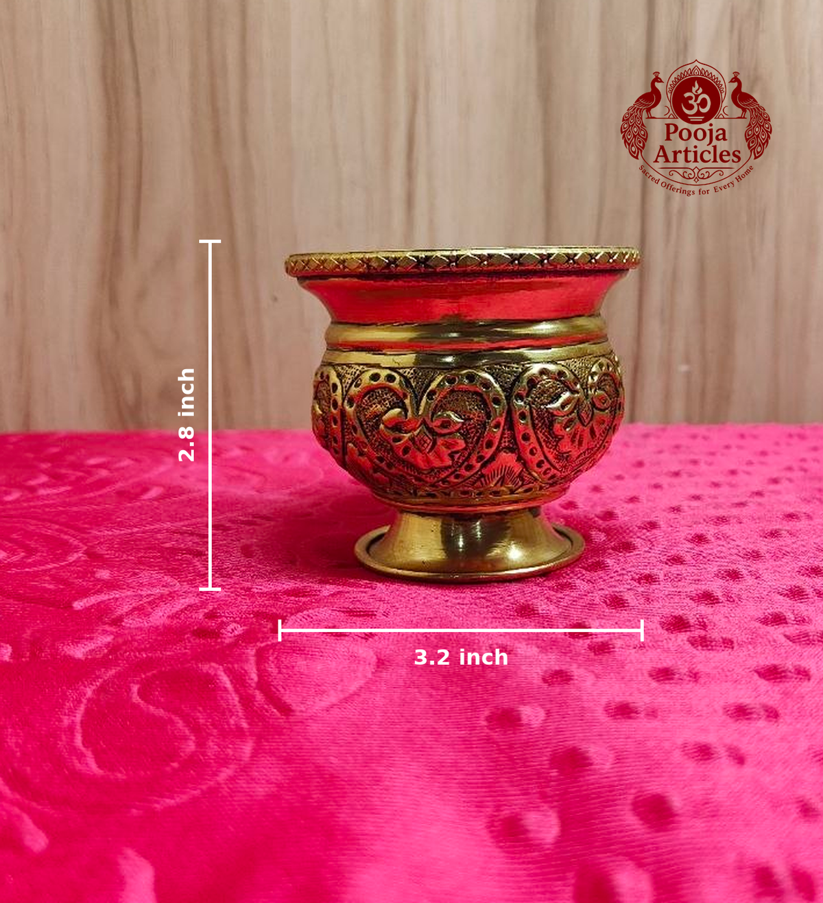 Brass Engraved Kalash Lota 2.8 Inch 