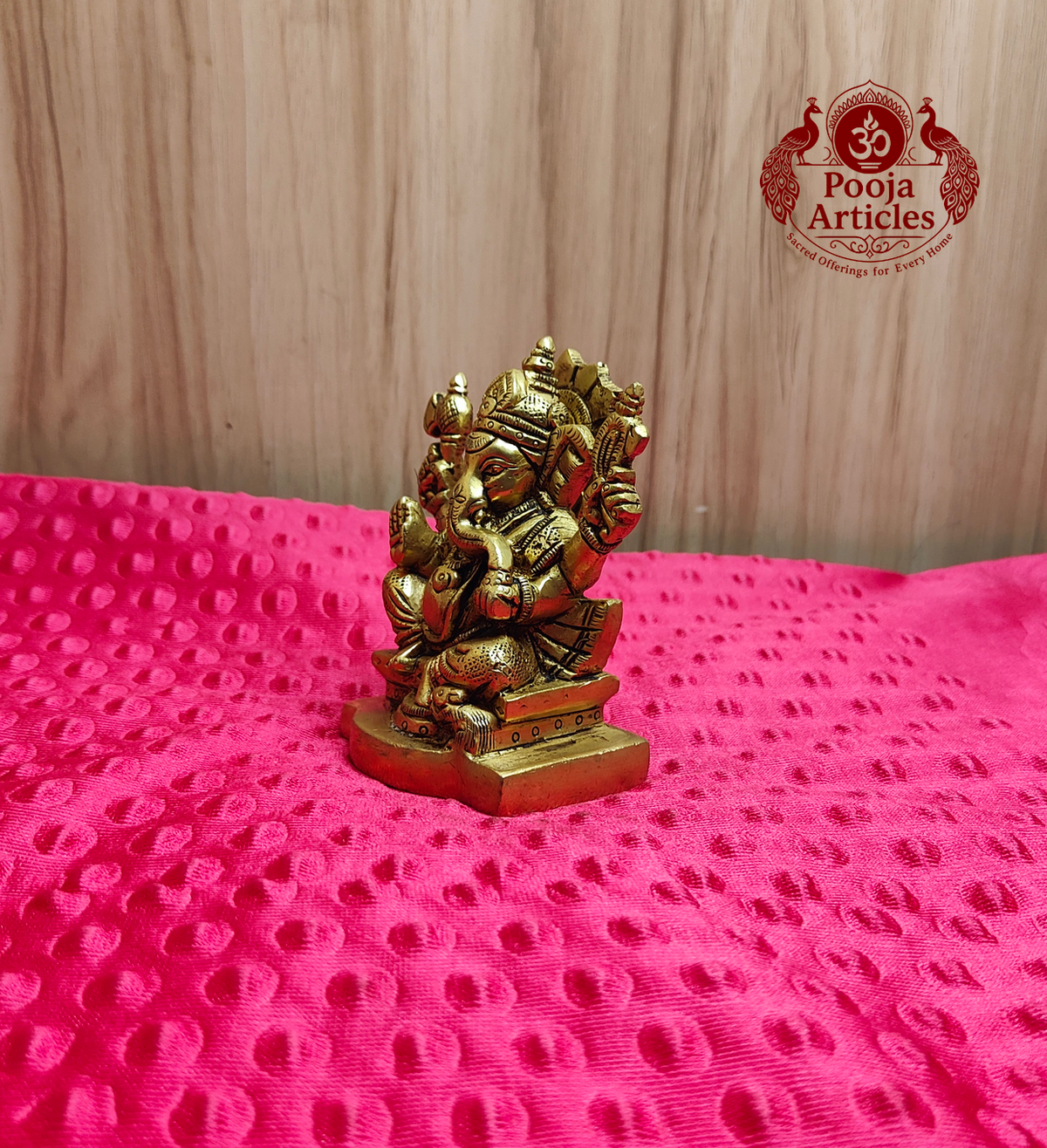 Brass Ganesha Idol with Prabha Halo 3.8 Inch