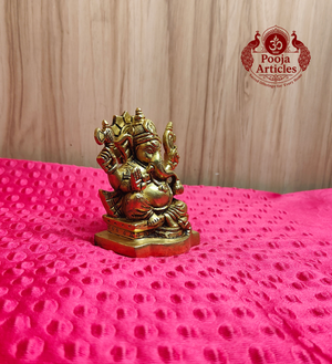 Brass Ganesha Idol with Prabha Halo 3.8 Inch
