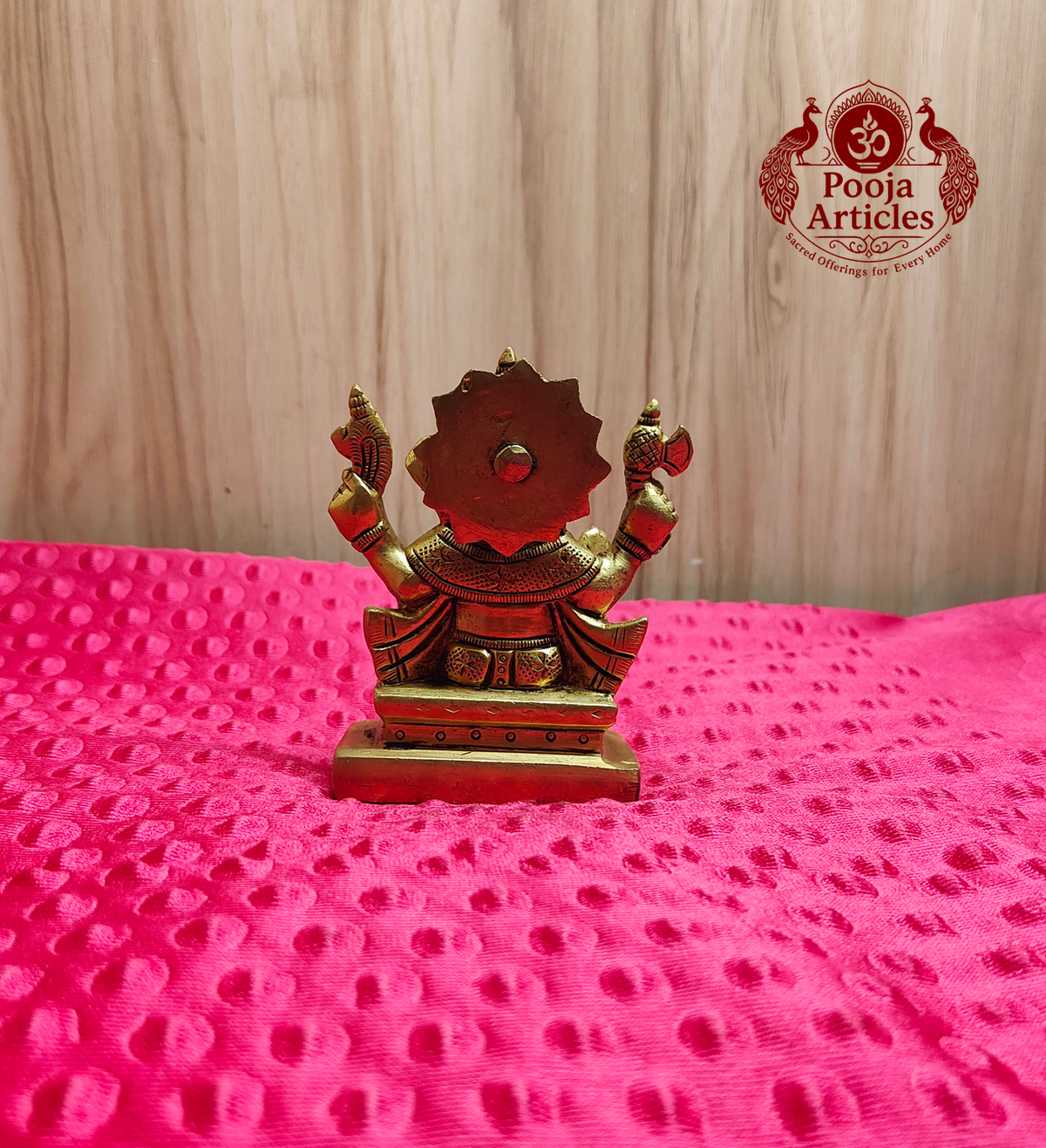 Brass Ganesha Idol with Prabha Halo 3.8 Inch