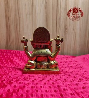 Brass Ganesha Idol with Prabha Halo 5.1 Inch