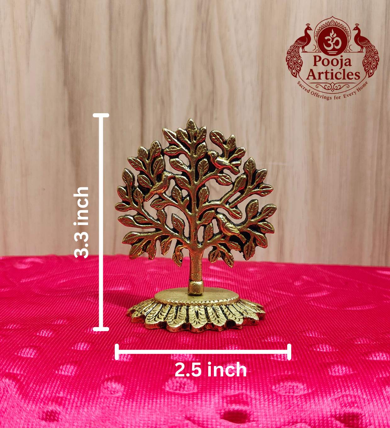 Brass Kalpavriksha Tree 3.3 Inch - Size Reference 3.3x2.5 inch