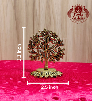 Brass Kalpavriksha Tree 3.3 Inch - Size Reference 3.3x2.5 inch