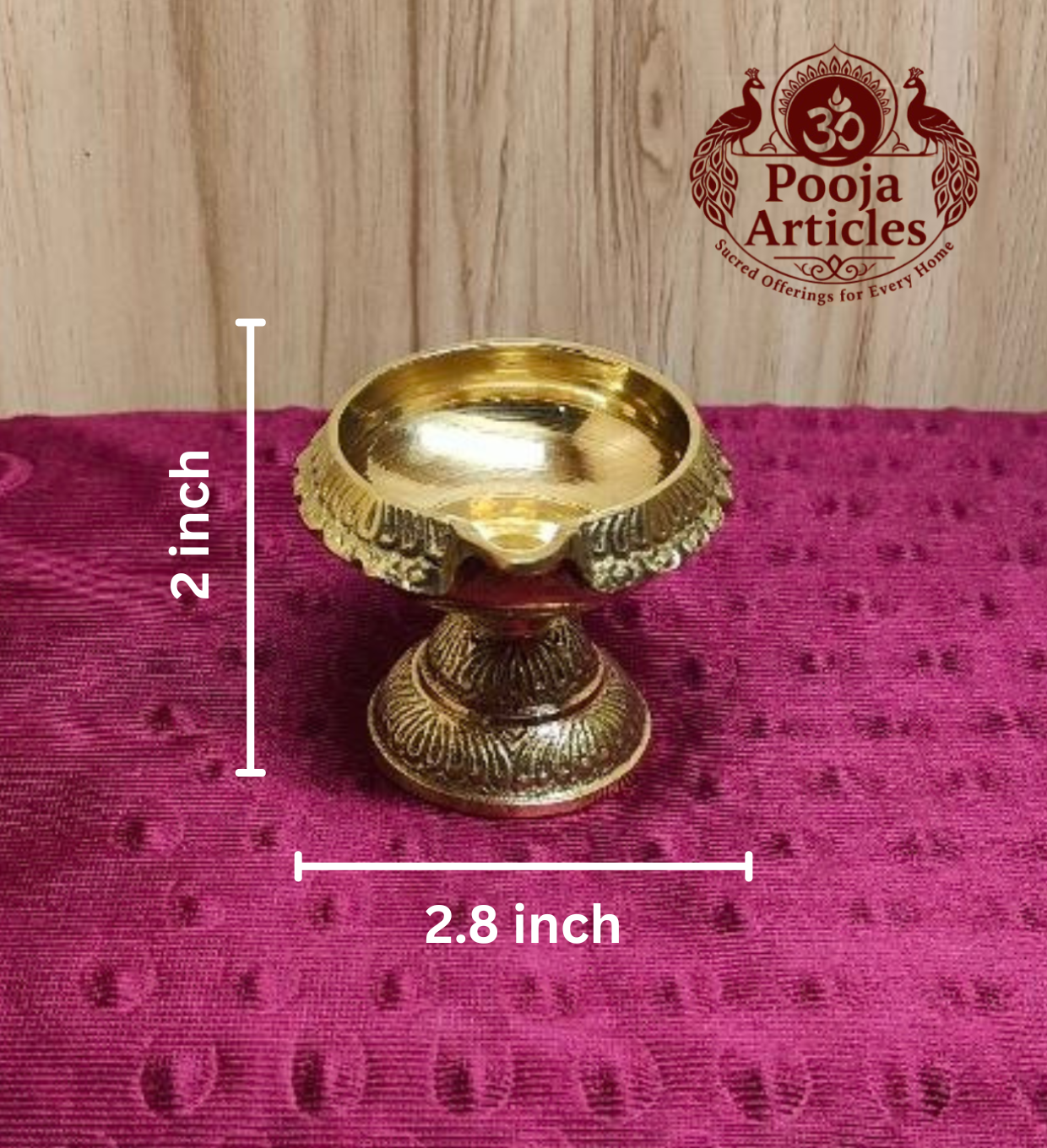 Brass Kuber diya With Stand 2.5 inch