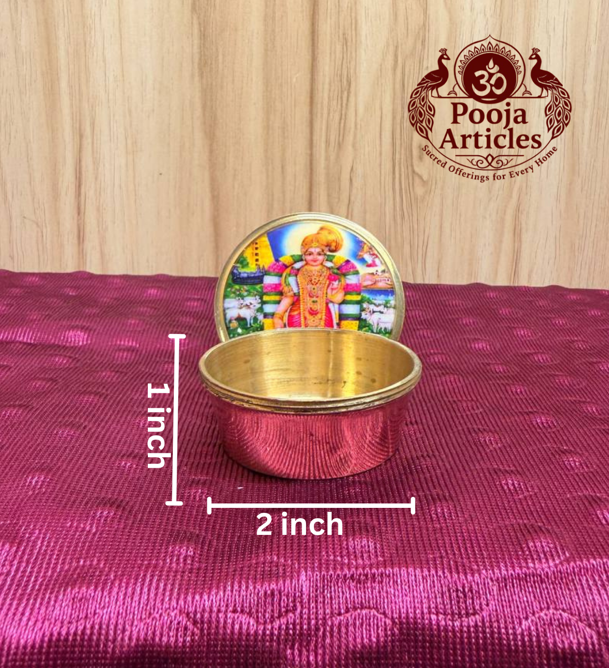 Brass Kumkum Pot Andal 2 Inch