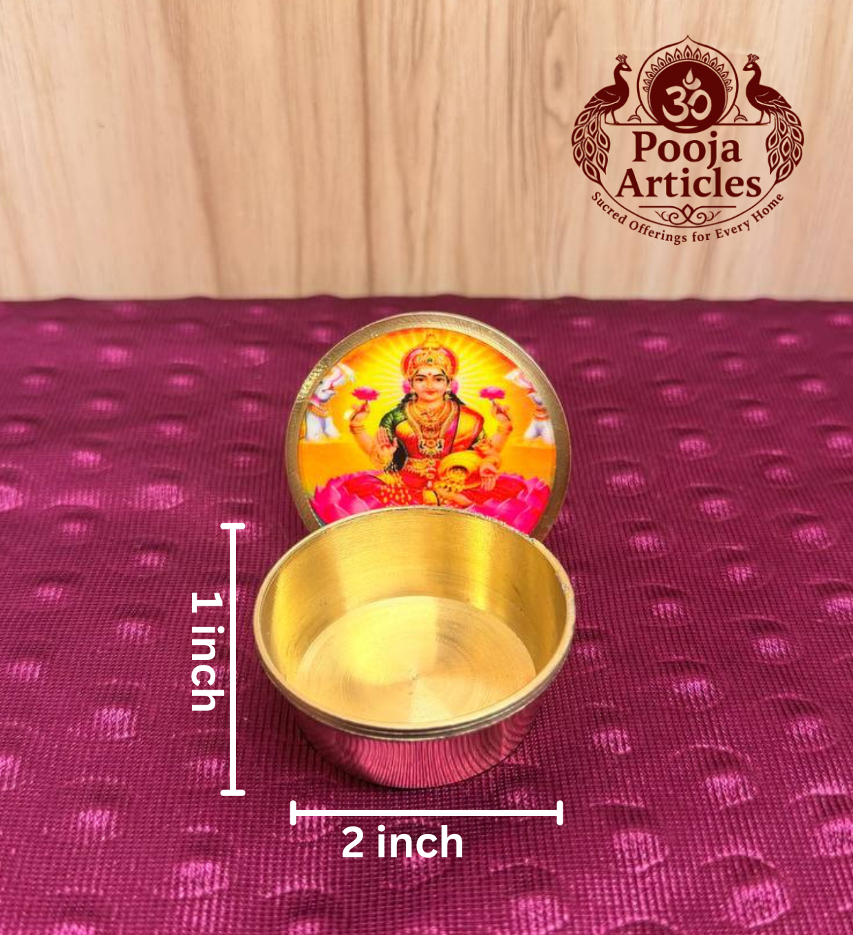 Brass Kumkum Pot Lakshmi 2 Inch