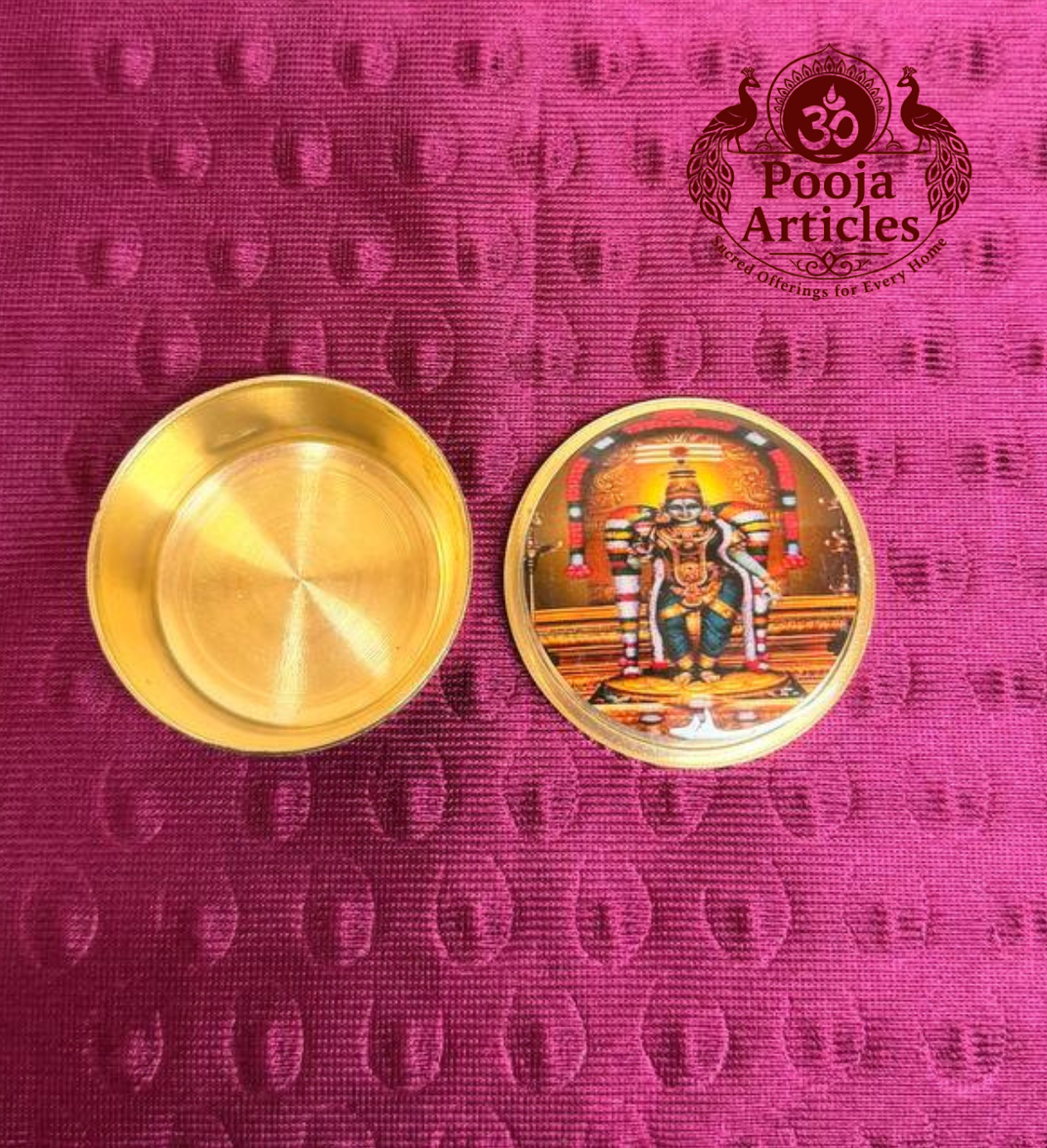 Brass Kumkum Pot Madurai Meenakshi Amman 2 Inch