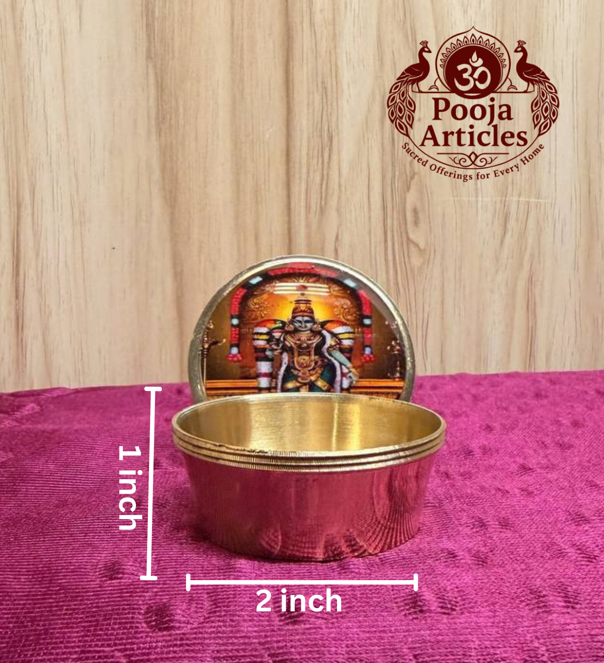 Brass Kumkum Pot Madurai Meenakshi Amman 2 Inch