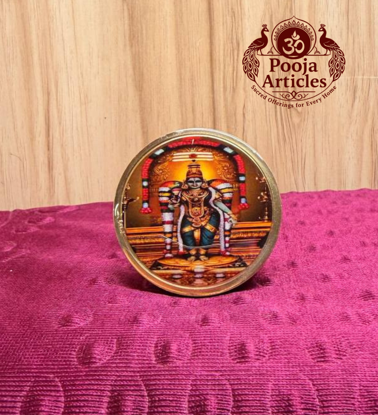 Brass Kumkum Pot Madurai Meenakshi Amman 2 Inch