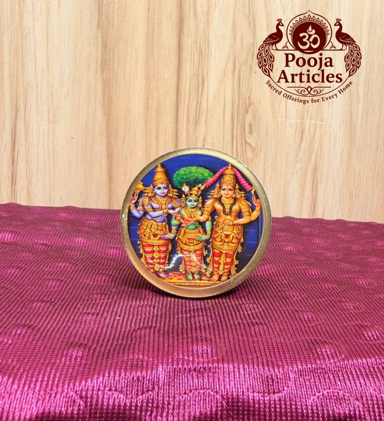 Brass Kumkum Pot Meenakshi Thirukalyanam 2 Inch