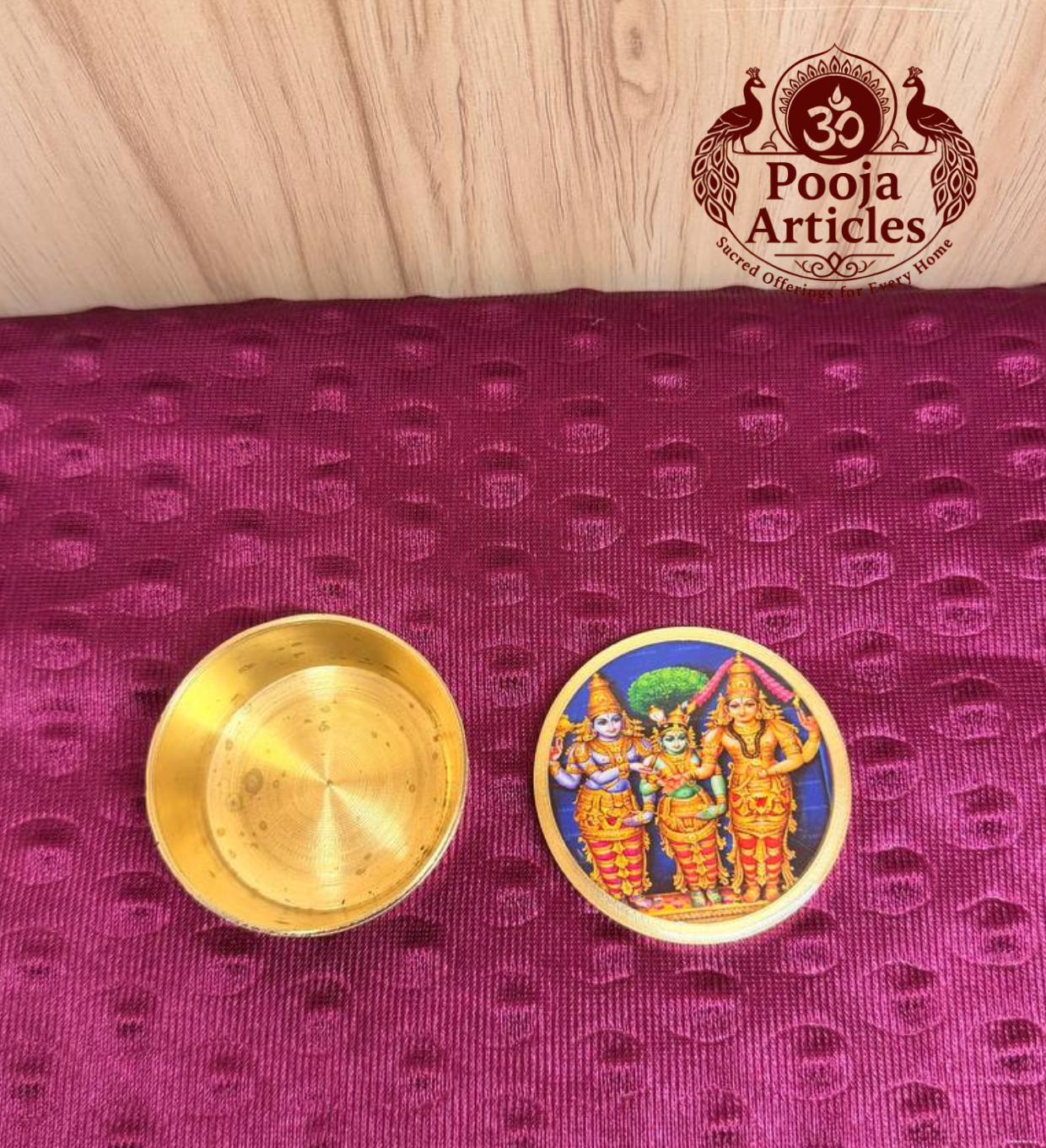 Brass Kumkum Pot Meenakshi Thirukalyanam 2 Inch