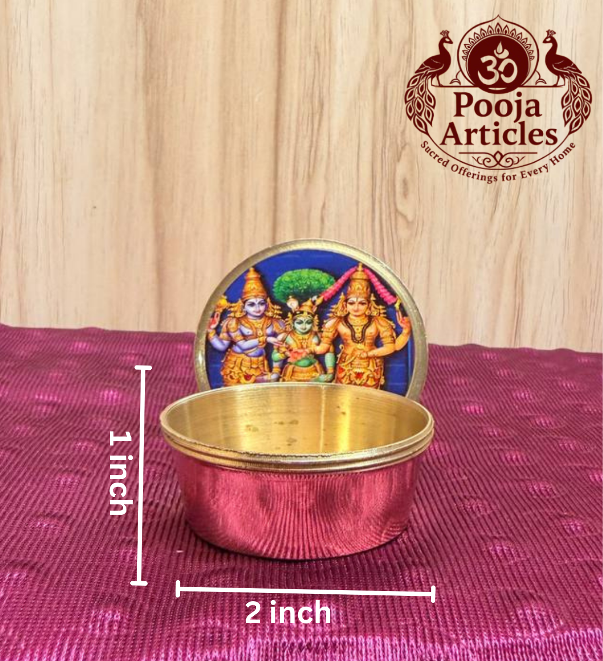 Brass Kumkum Pot Meenakshi Thirukalyanam 2 Inch