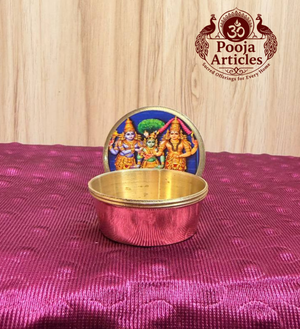Brass Kumkum Pot Meenakshi Thirukalyanam 2 Inch