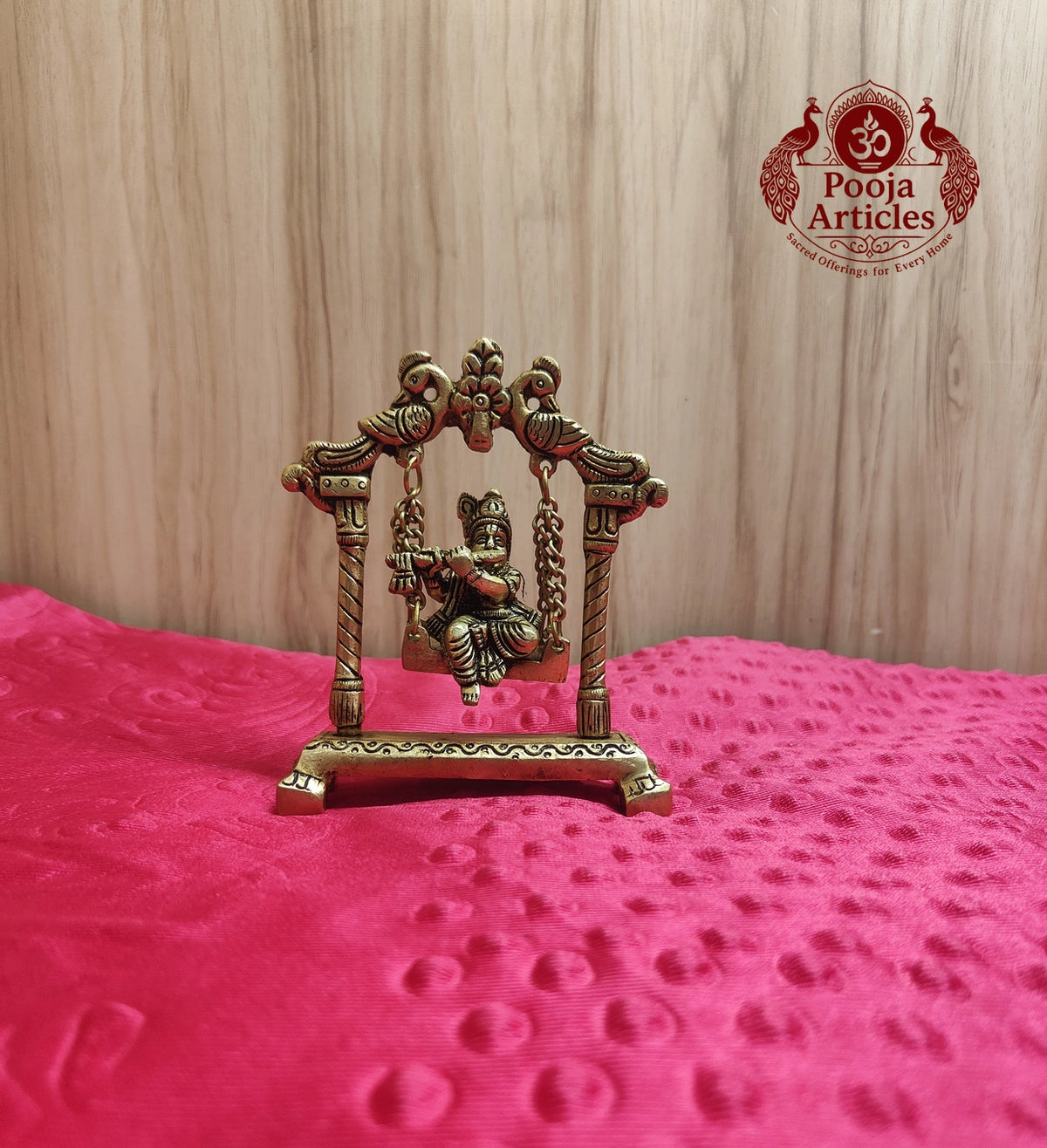 Brass Lord Krishna on Swing (Jhula) Idol Statue 4.2 inch