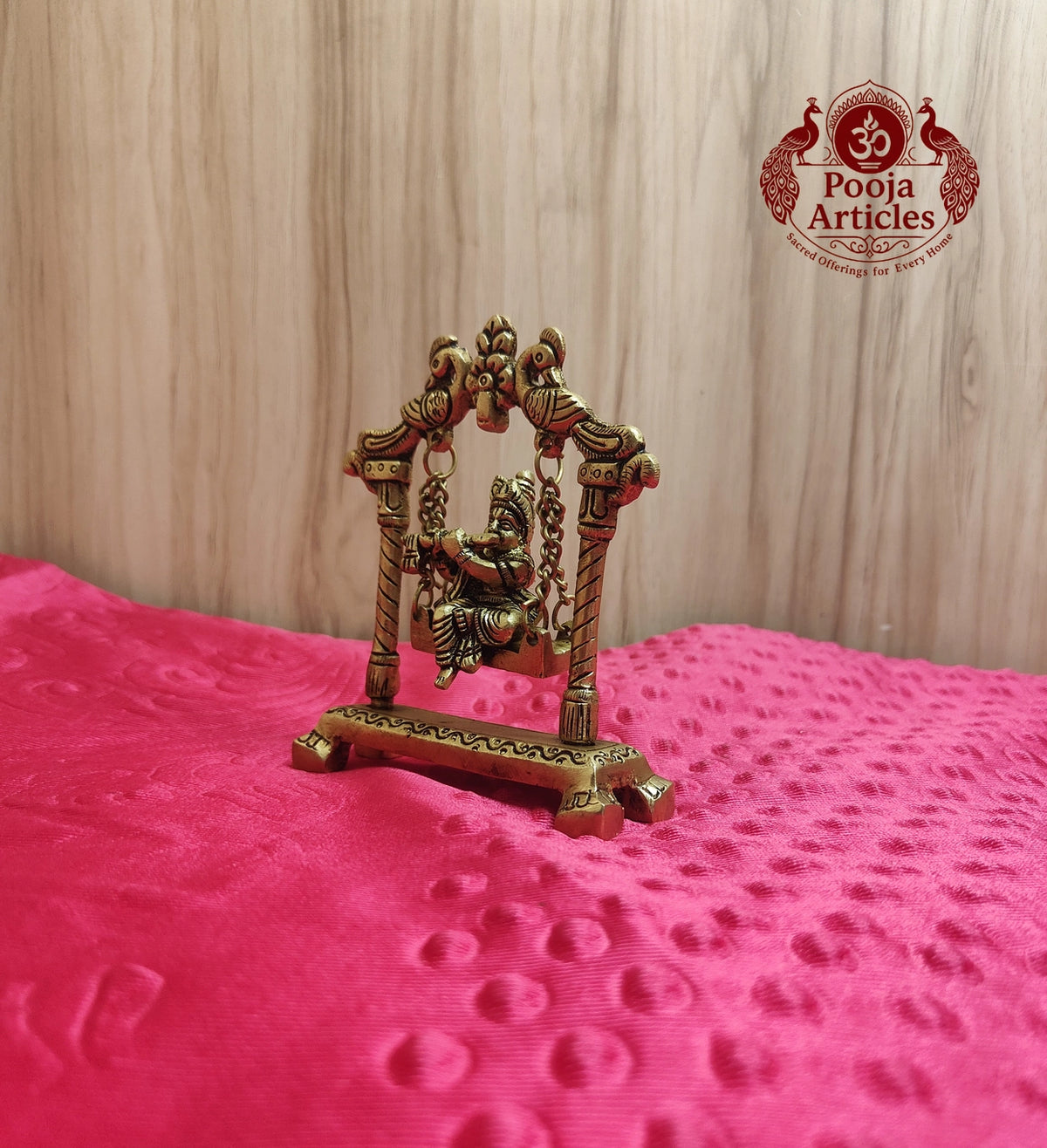 Brass Lord Krishna on Swing (Jhula) Idol Statue 4.2 inch