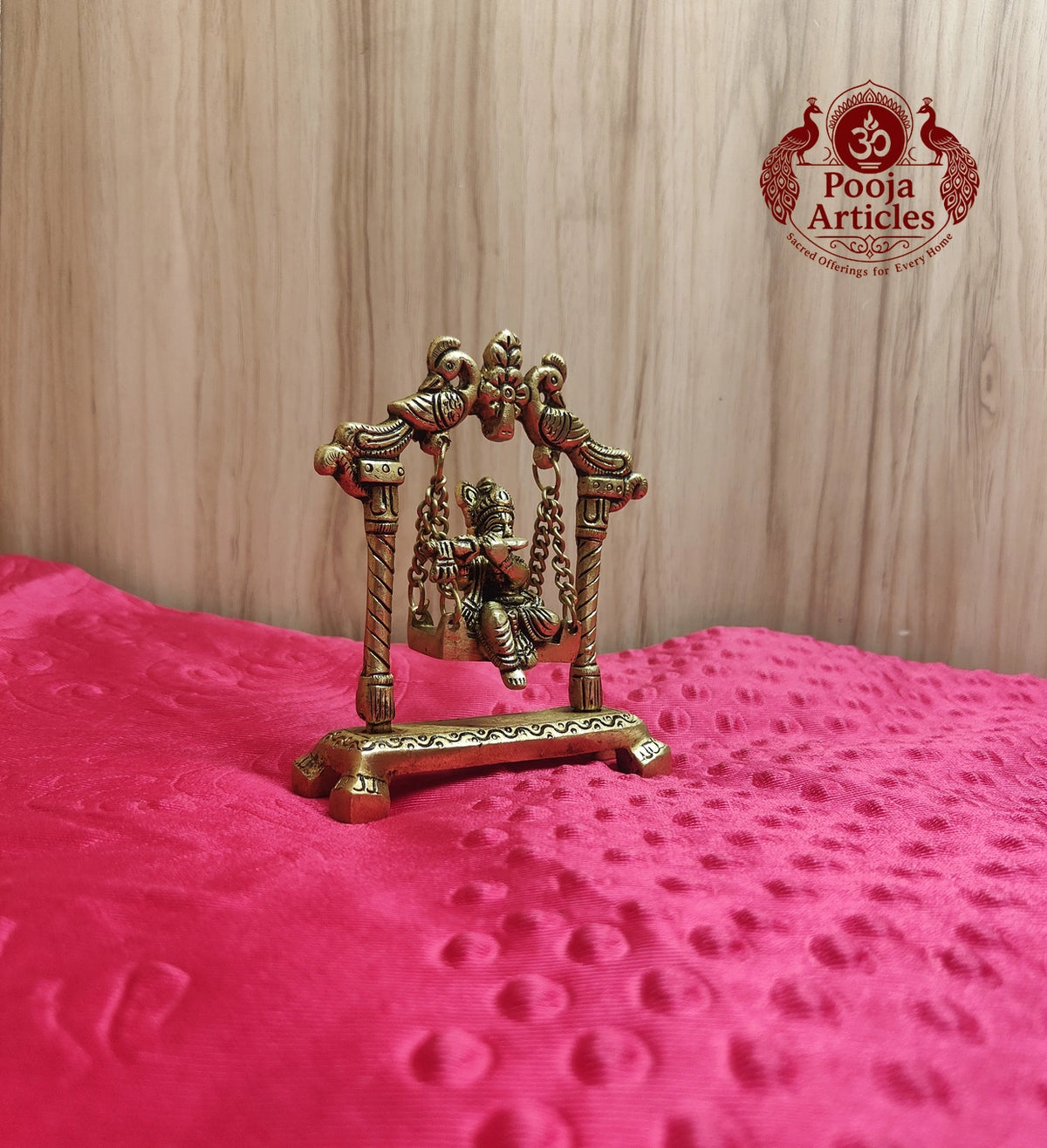 Brass Lord Krishna on Swing (Jhula) Idol Statue 4.2 inch