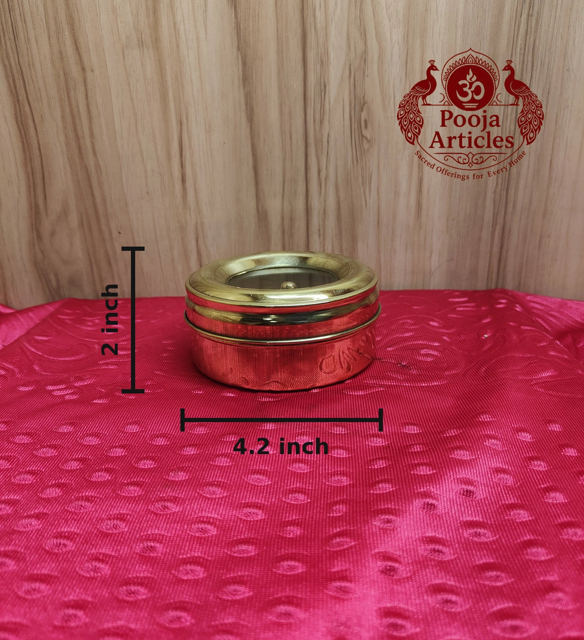 Brass Masala Box with Glass Lid 4.2 Inch